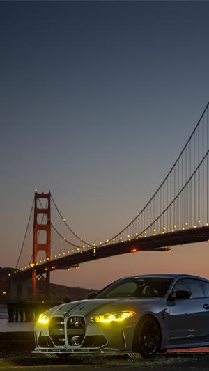 BMW M4 G82 at Golden Gate Bridge at dusk